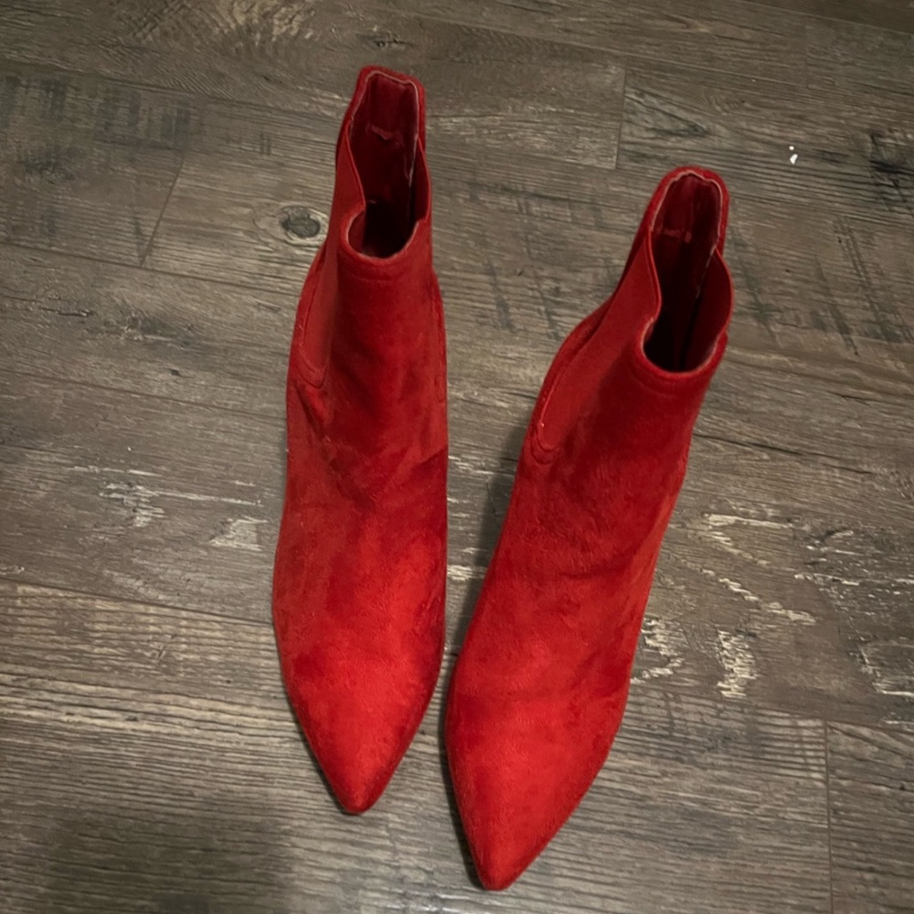 Red Suede Ankle Boots
